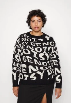 NMNOISE O NECK - Strickpullover - Black