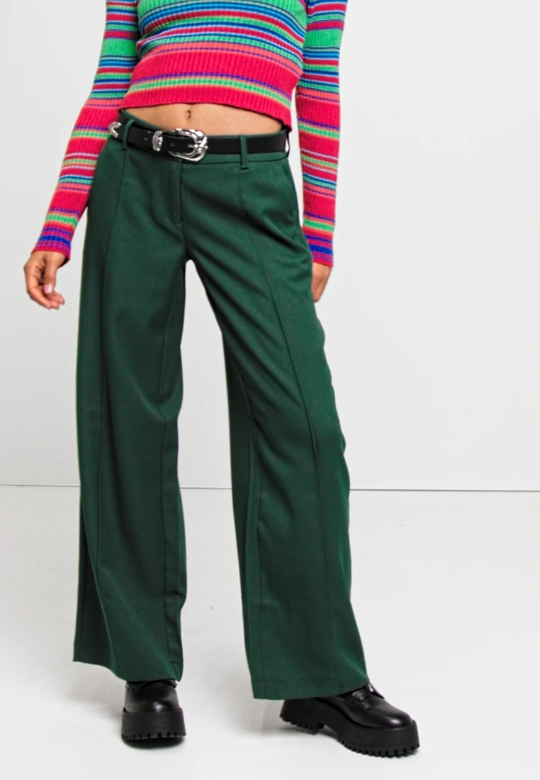 Noisy May Petite NMPINOLA WIDE LEG PANTS - Stoffhose - Green 4 Noisy May Petite NMPINOLA WIDE LEG PANTS - Stoffhose - Green - Image 2