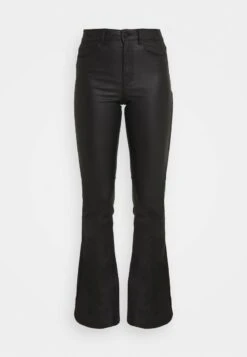 Noisy May NMSALLIE FLARE COATED PANTS - Stoffhose - Black -Fashion Verkauf 1922221a44f14961a28824e2b66d3870