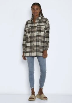 Noisy May NMFLANNY LONG SHACKET - Hemdbluse - Bright White