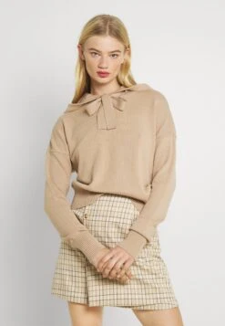 Noisy May NMSHIP HOODIE - Strickpullover - Beige