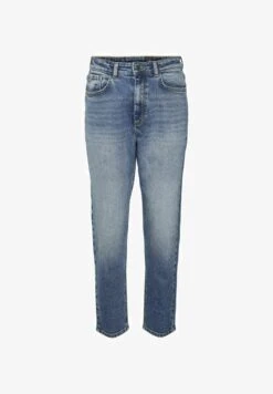 Noisy May NMMONI HIGH WAIST - Jeans Tapered Fit - Dark Blue Denim