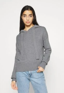 Noisy May NMSHIP HOODIE - Strickpullover - Mottled Grey