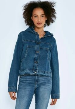 Noisy May MIT KAPUZE MIT KNOPFLEISTE BASIC - Jeansjacke - Blau