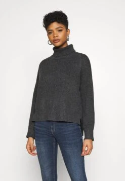 Noisy May NMIAN ROLL NECK - Strickpullover - Dark Grey Melange