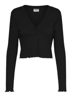 Noisy May Gerippter Cropped Cardigan Kurze V-Ausschnitt Strickjacke NMDRAKEY In Schwarz -Fashion Verkauf noisy may gerippter cropped cardigan kurze v ausschnitt strickjacke nmdrakey in schwarz 5