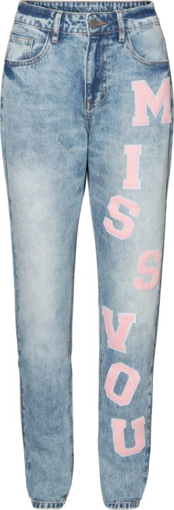 Noisy May Jeans NMDonna HW Mom Patch W In Light Blue