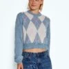 Noisy May Pullover "Argyle" In Hellblau/ Weiß -Fashion Verkauf noisy may pullover argyle in hellblau weiss