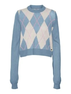 Noisy May Pullover "Argyle" In Hellblau/ Weiß -Fashion Verkauf noisy may pullover argyle in hellblau weiss 5